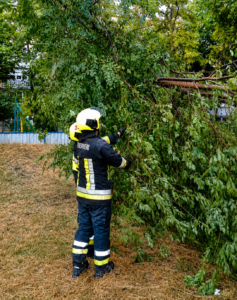 Furtuna din 14 iulie: Intervenții de urgență în Orhei, după ce mai mulți copaci au căzut peste o conductă de gaz și un autoturism